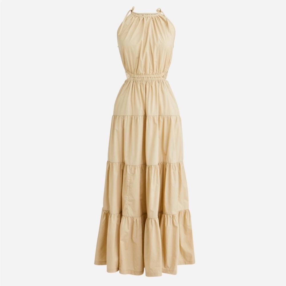 J crew Harbour aide cutout dress beige khaki